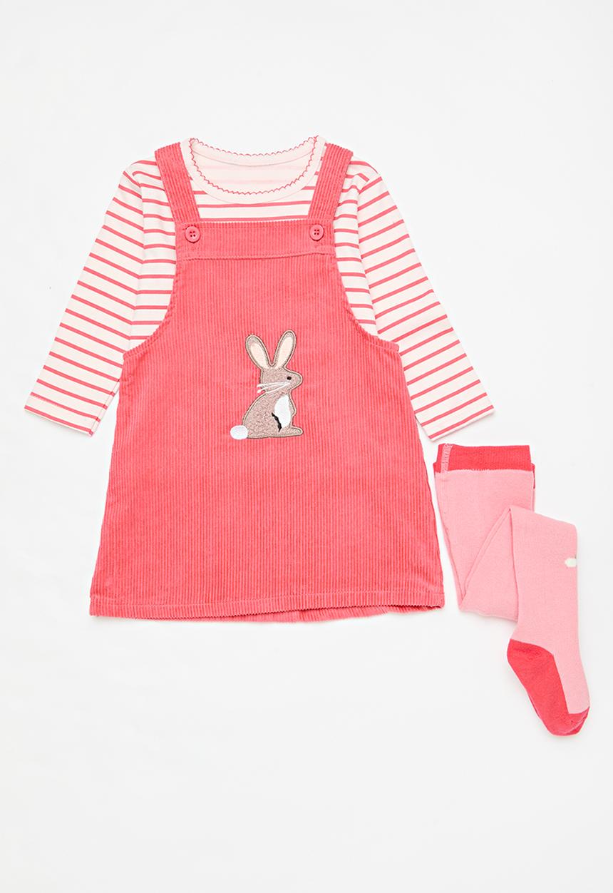 Pop Candy - 3 Piece striped set - Pink rose & white