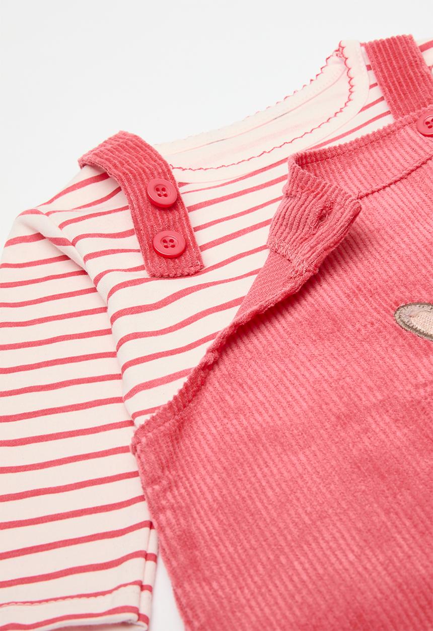 Pop Candy - 3 Piece striped set - Pink rose & white
