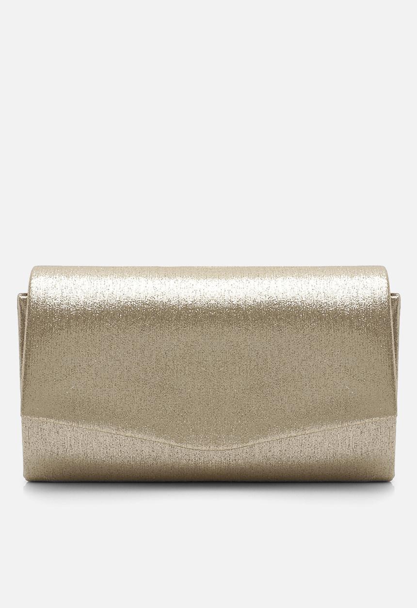 boohoo - Structured Metallic Clutch Bag & Chain - gold