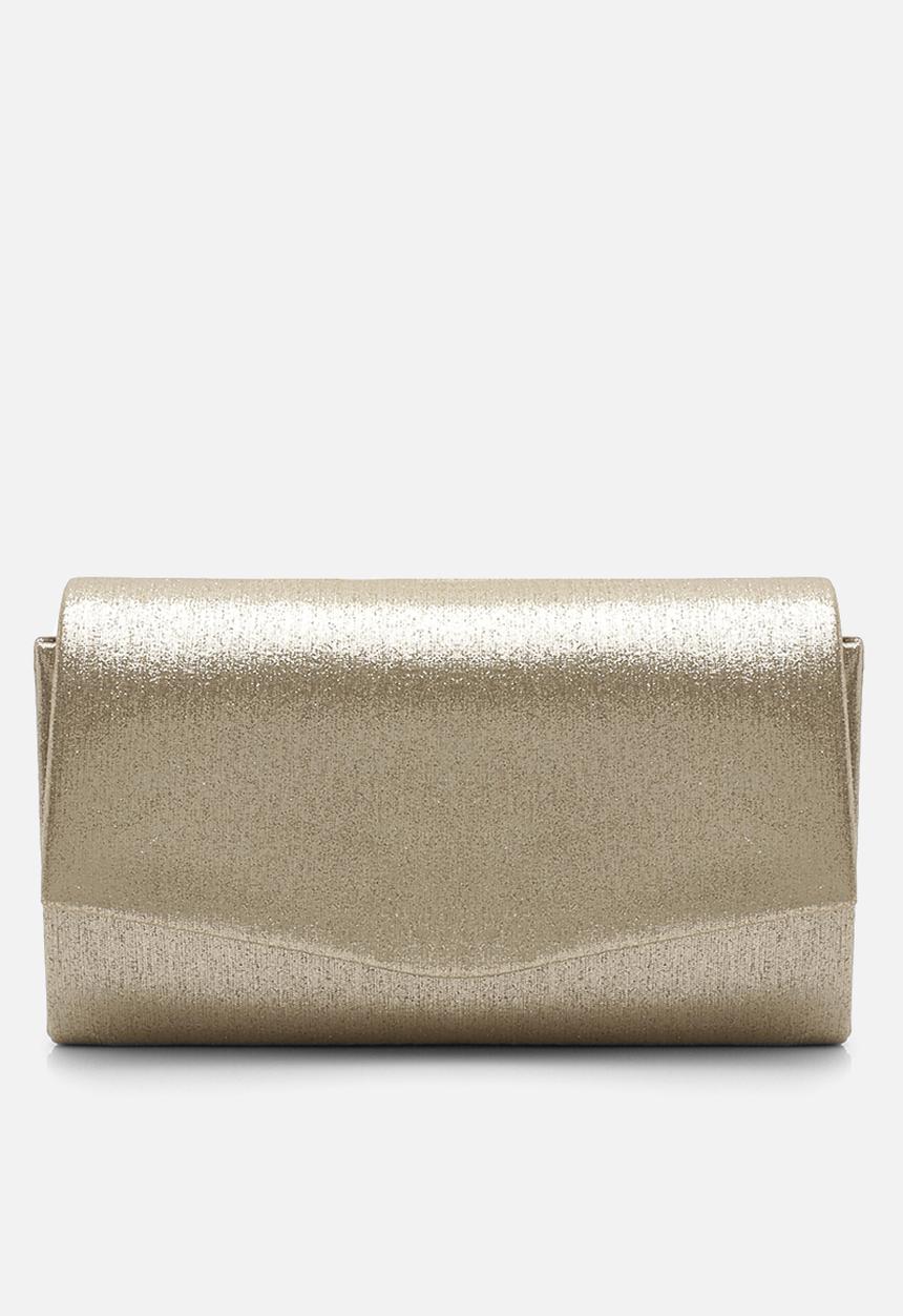 boohoo - Structured Metallic Clutch Bag & Chain - gold