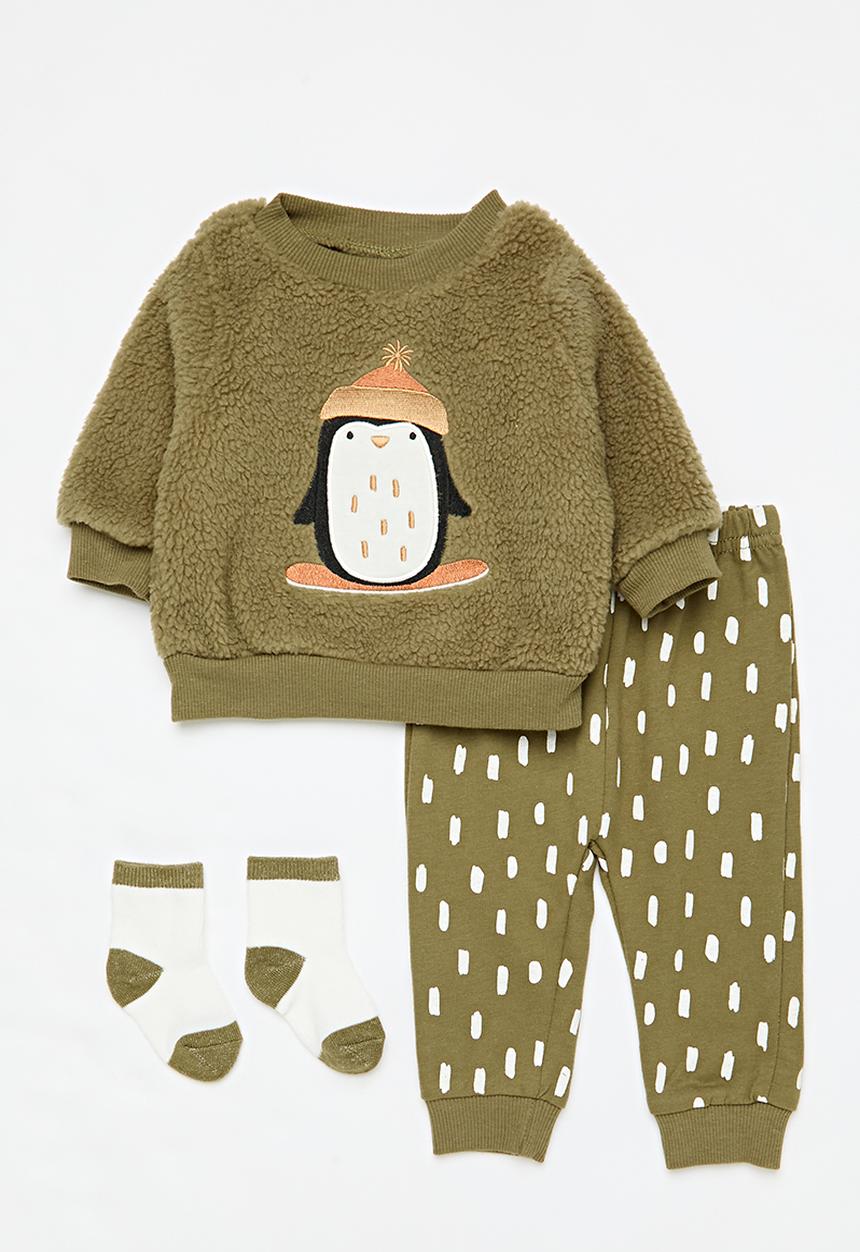 Pop Candy - Teddy fleece sweat top & legging set - green