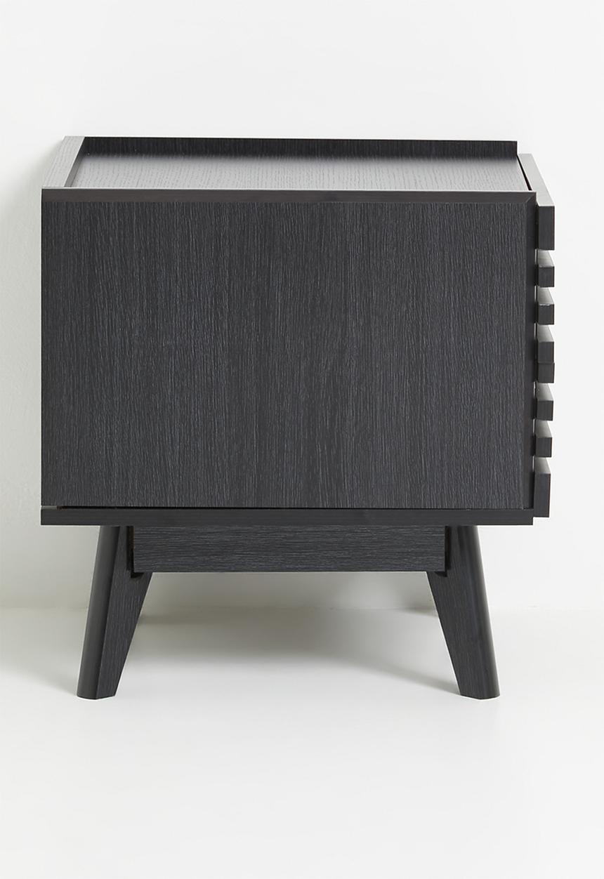 Sixth Floor - Slatted bedside table set of 2 - black