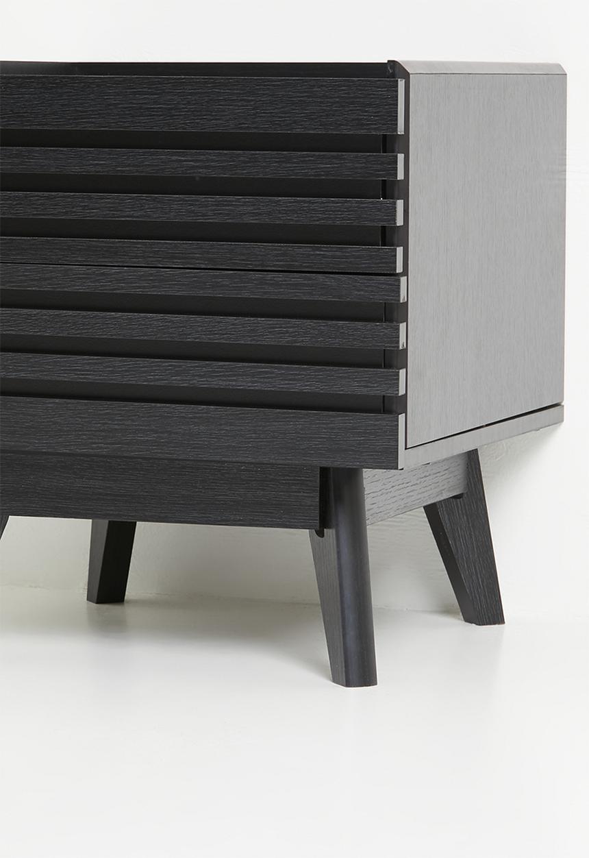 Sixth Floor - Slatted bedside table set of 2 - black
