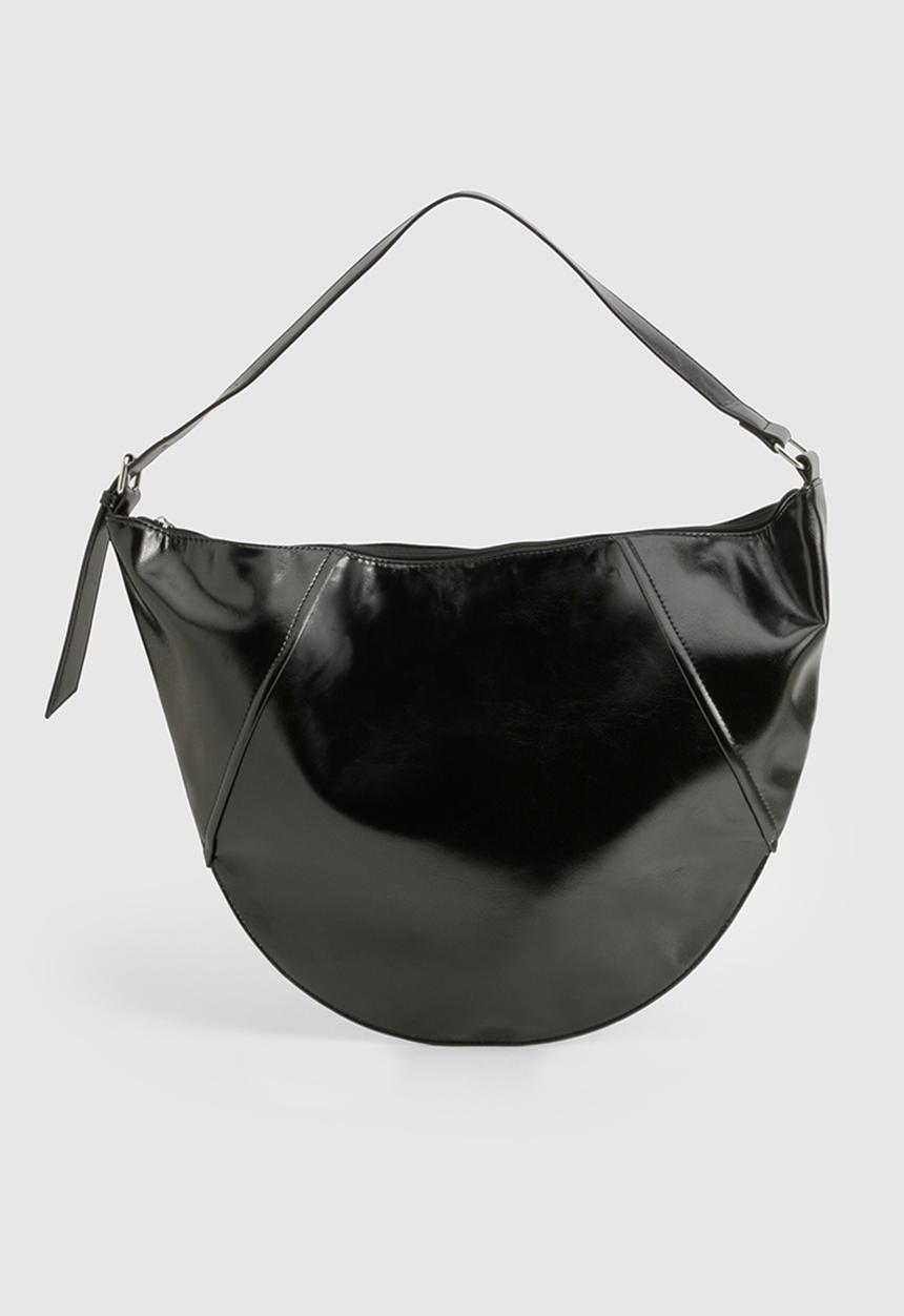 boohoo - Vinyl Oversized Round Shoulder Bag - black