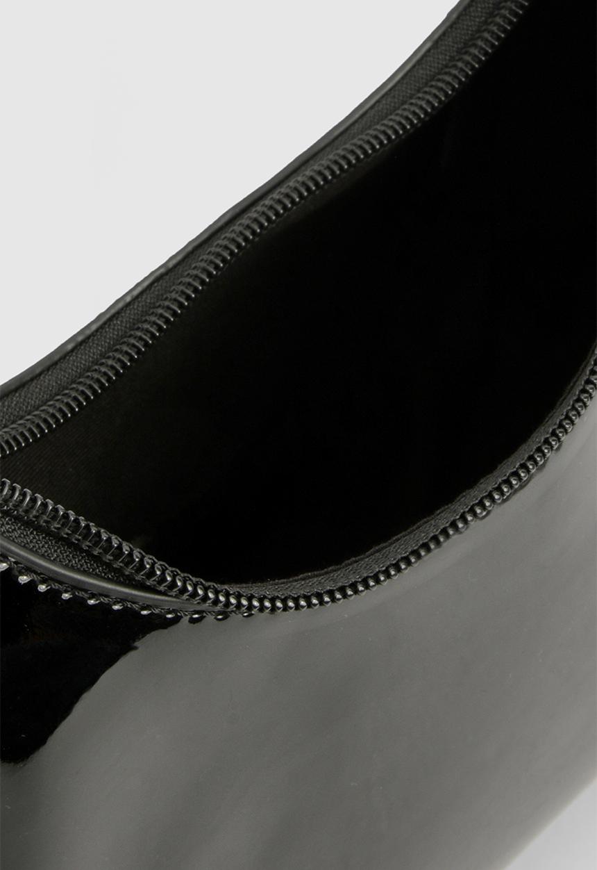 boohoo - Vinyl Curve Shaped Shoulder Bag - black