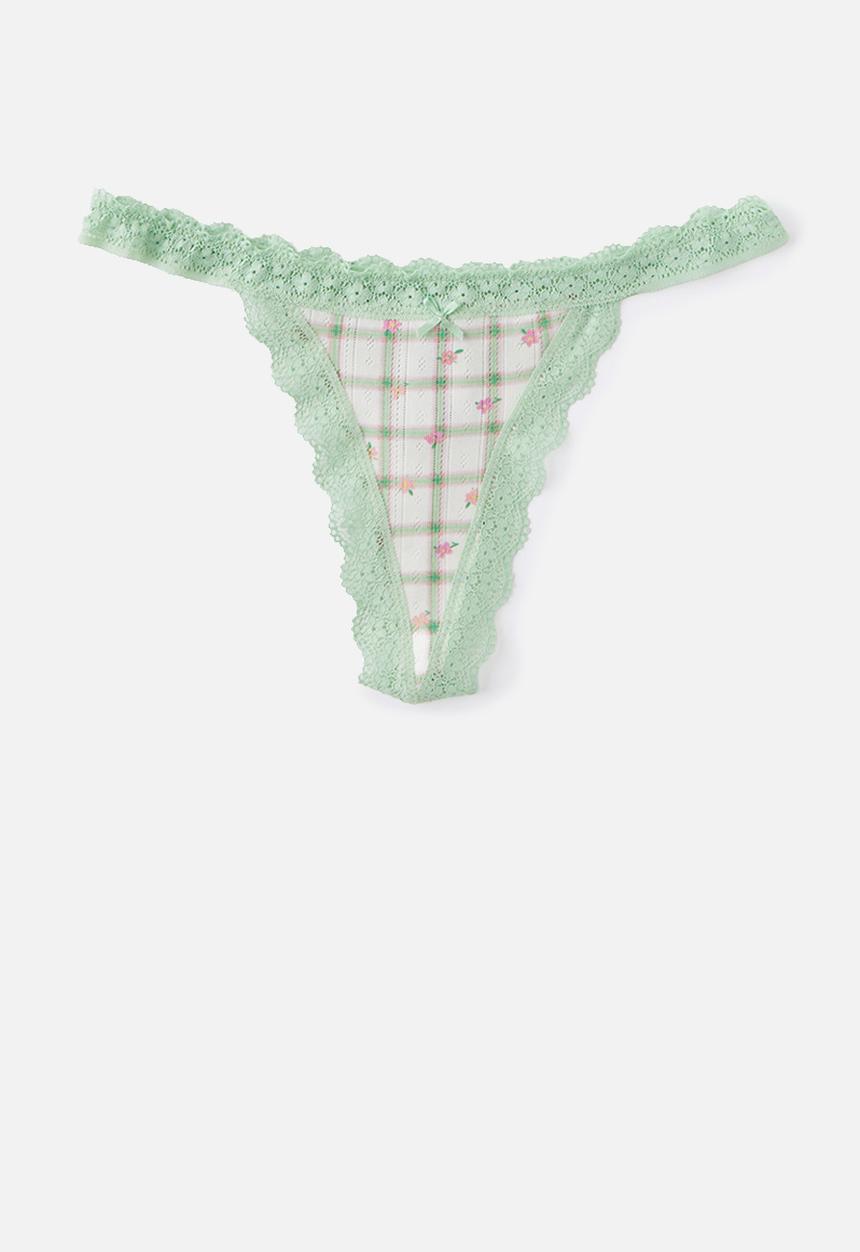 Cotton On - Organic Cotton Lace G String Brief 3Pk - Blck/Sallyditsywindsurfer/Sallyditsylilac