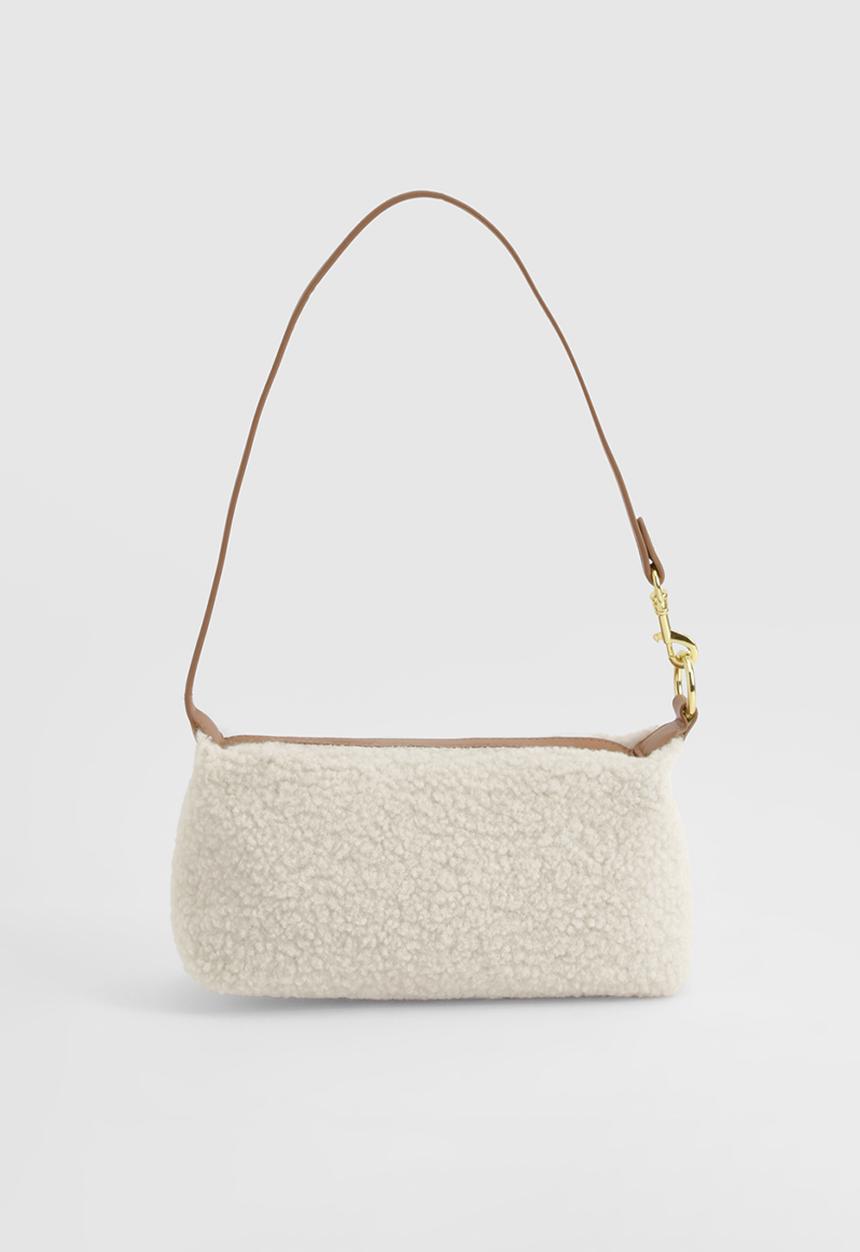 boohoo - Borg Detail Shoulder Bag - cream