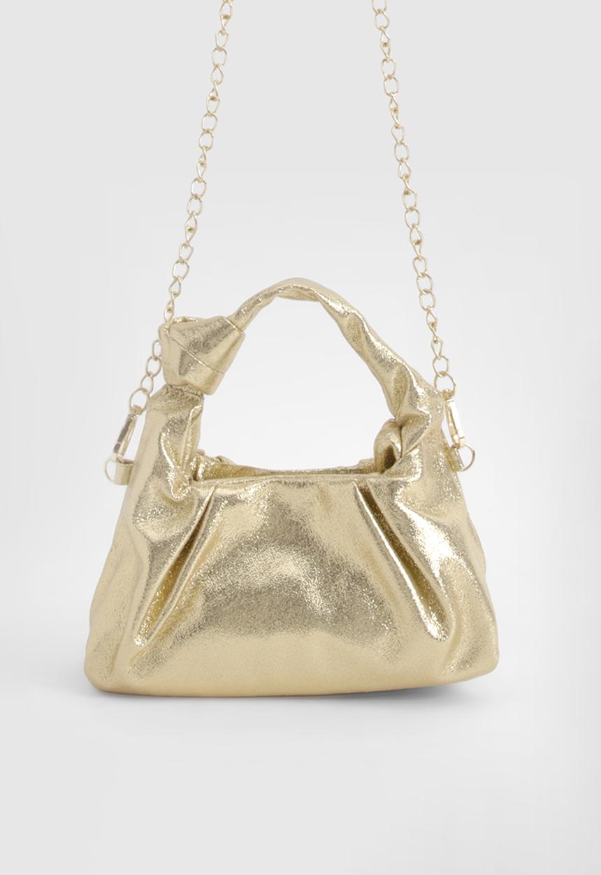 boohoo - Metallic PU Knot Grab Bag - gold