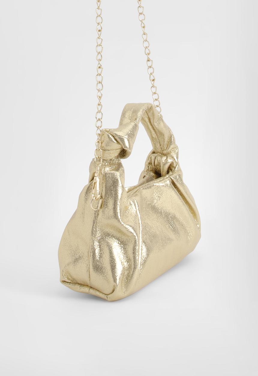 boohoo - Metallic PU Knot Grab Bag - gold