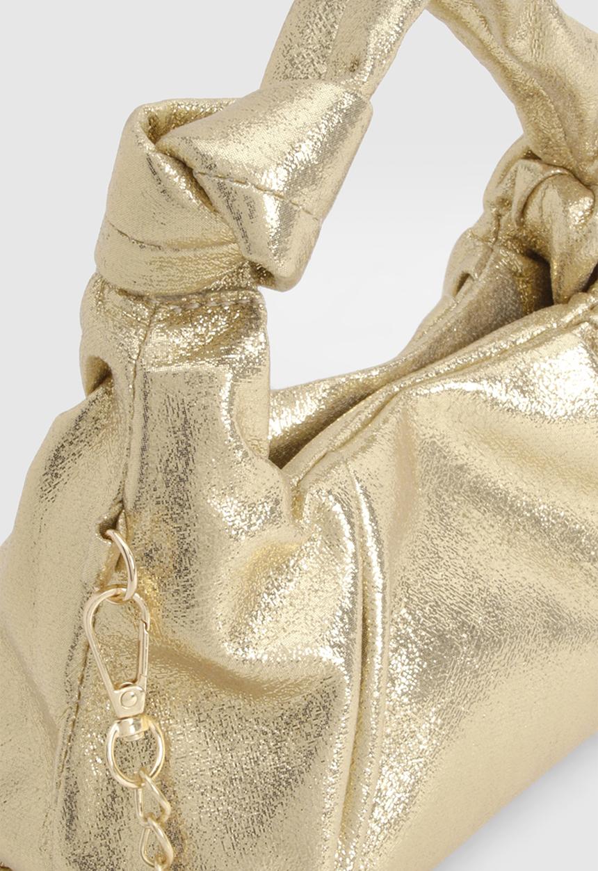 boohoo - Metallic PU Knot Grab Bag - gold