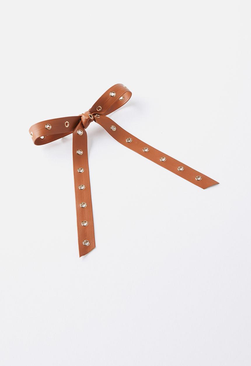 Rubi - Tilly hair bow - tan/gold stud