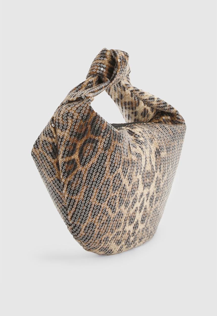boohoo - Sequin Leopard Knot Detail Grab Bag - leopard