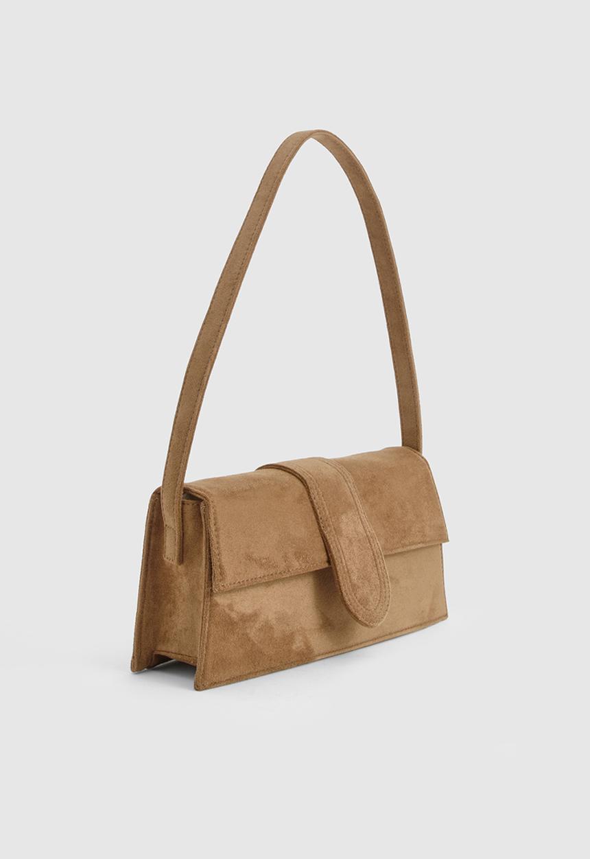 boohoo - Faux Suede Structured Shoulder Bag - taupe