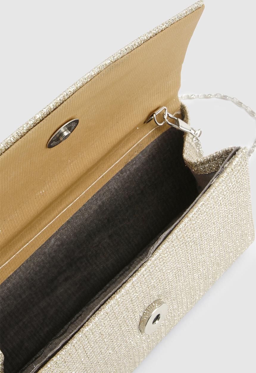 boohoo - Glitter Envelope Clutch Bag and Chain - gold