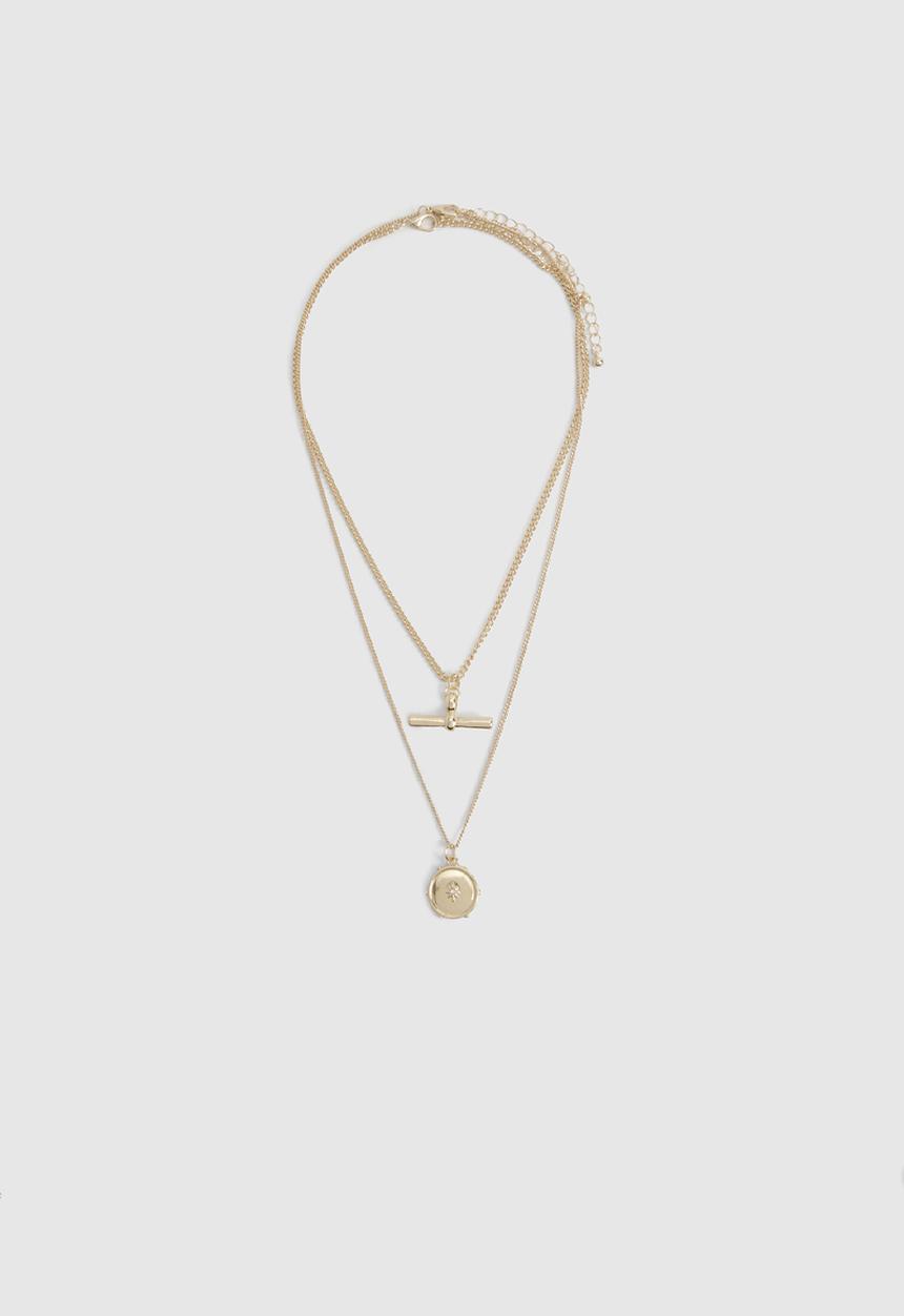 boohoo - T-bar Double Layer Necklace - gold