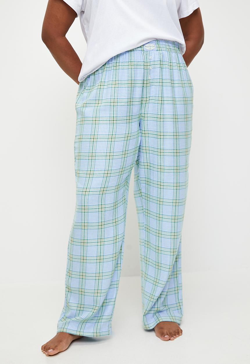 Cotton On - Plus Flannel Wide Leg Pant - Blue & Green Julia Check