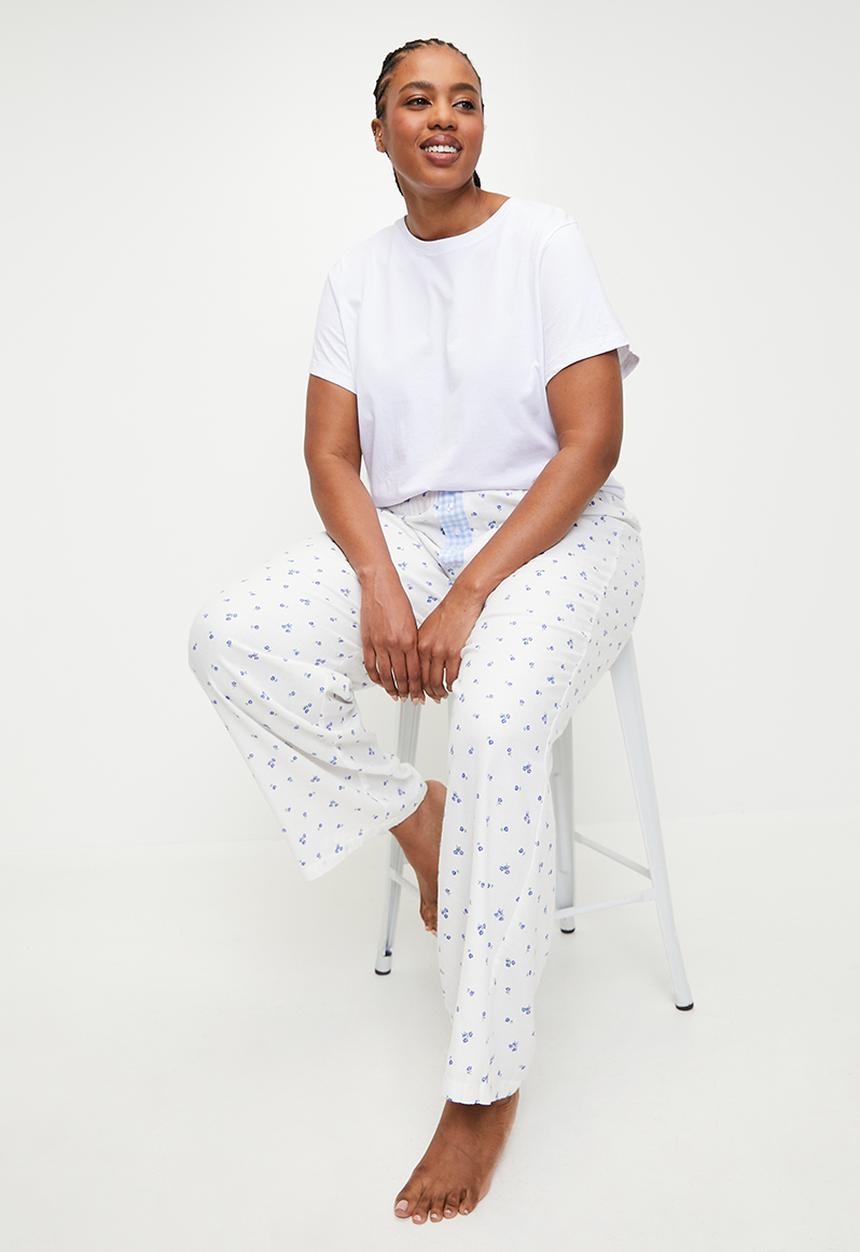 Cotton On - Plus Flannel Wide Leg Pant - Bella Rose Coconut Milk & Flossy Gingham
