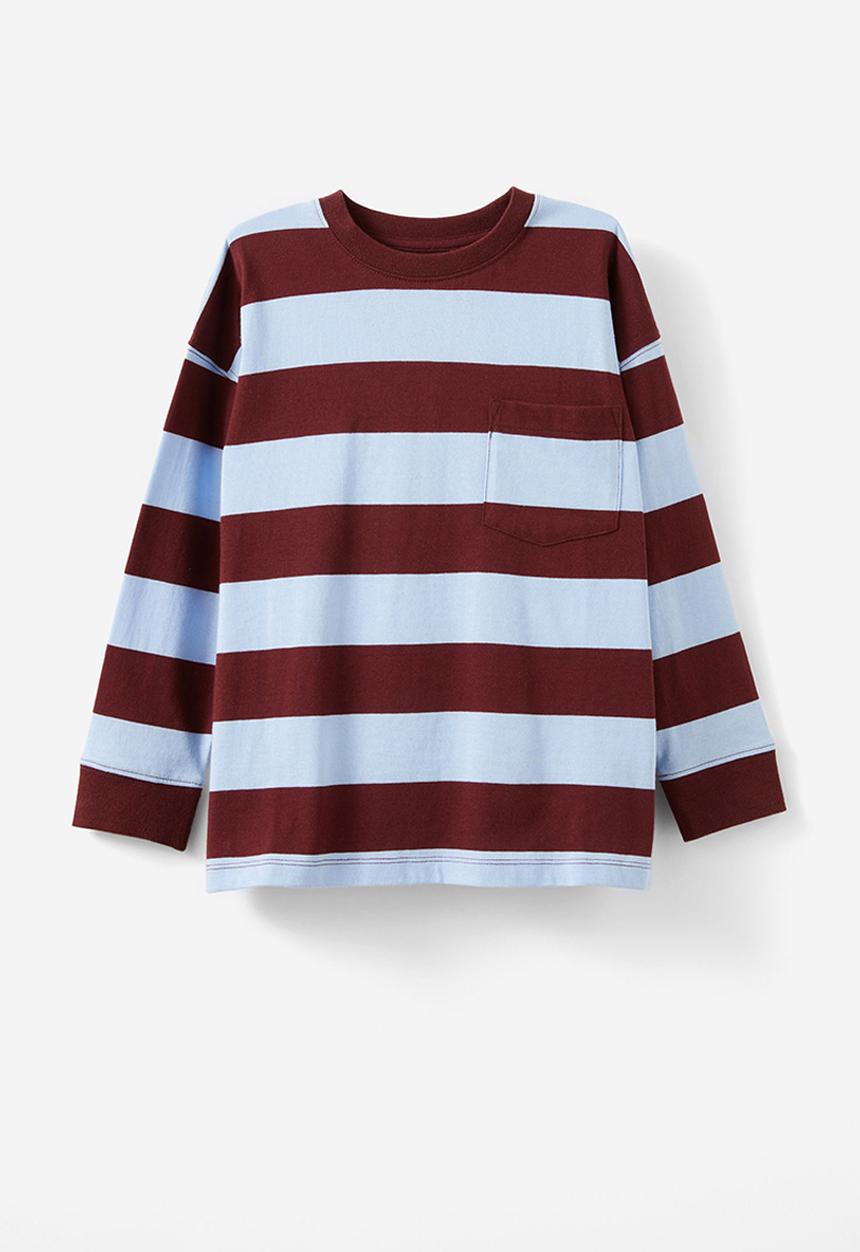 Cotton On - The essential long sleeve tee - dawn blue/bordeaux