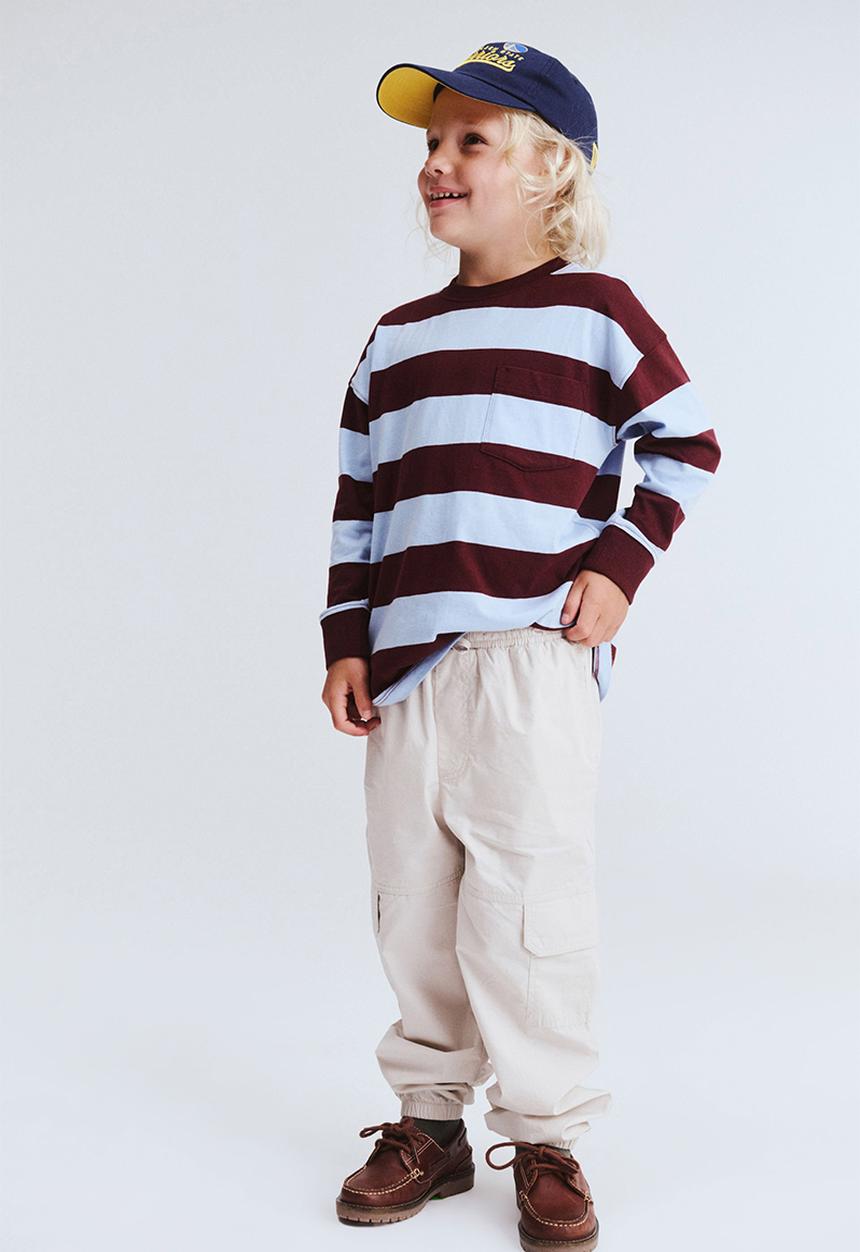 Cotton On - The essential long sleeve tee - dawn blue/bordeaux