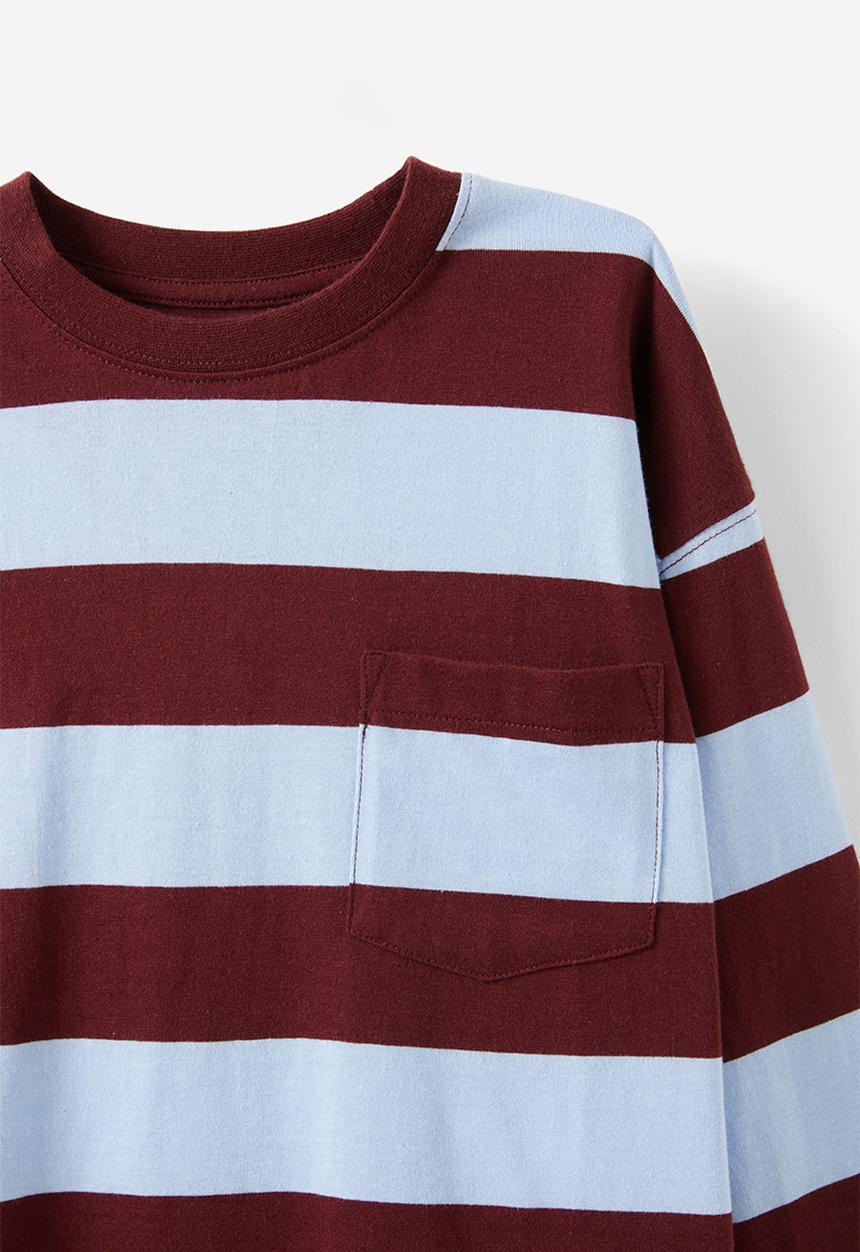 Cotton On - The essential long sleeve tee - dawn blue/bordeaux