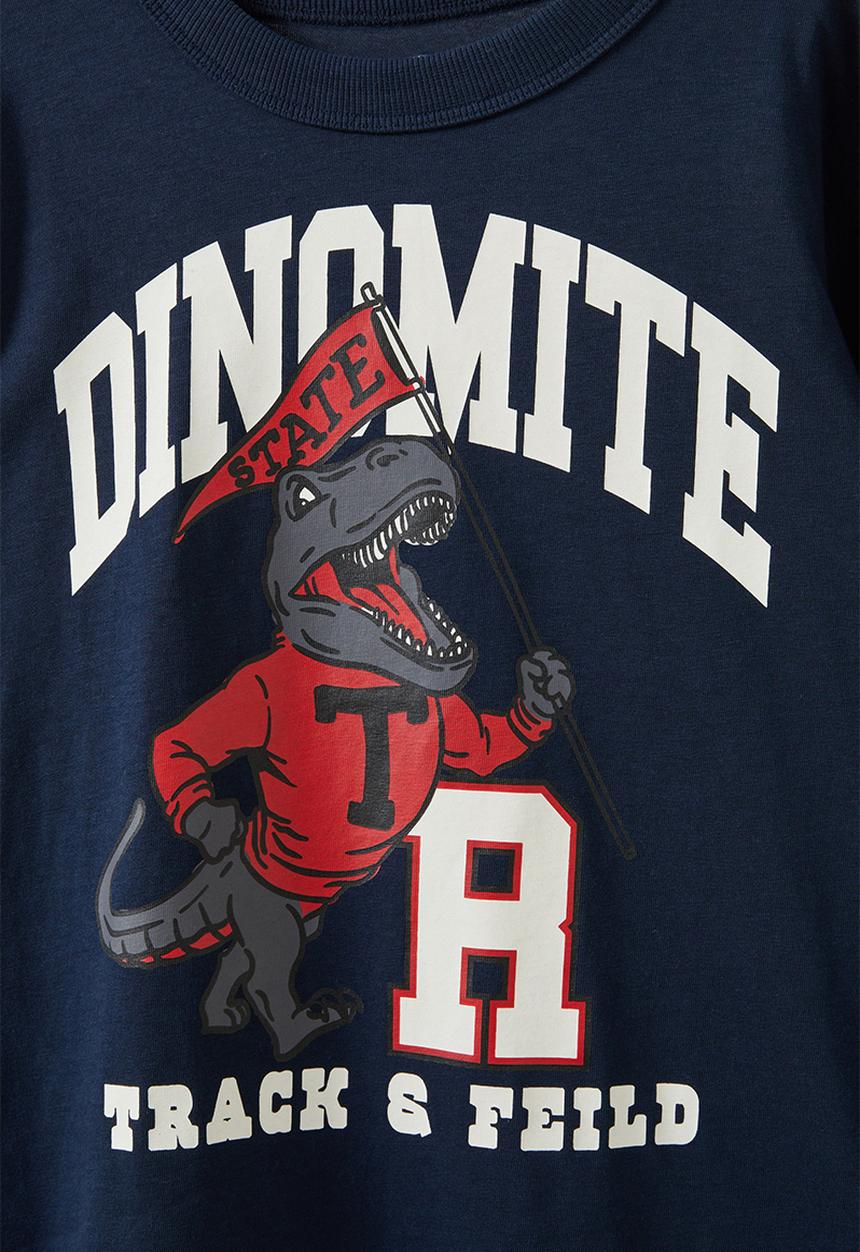 Cotton On - Long sleeve jonny tee - squid ink/ dinomite