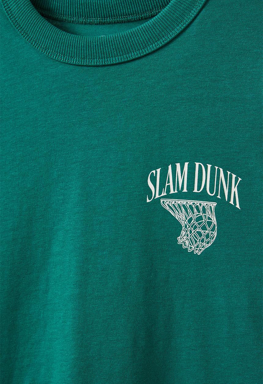 Cotton On - Long sleeve jonny tee - varsity green/slam dunk