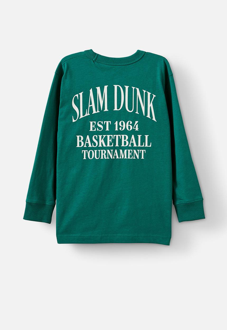 Cotton On - Long sleeve jonny tee - varsity green/slam dunk