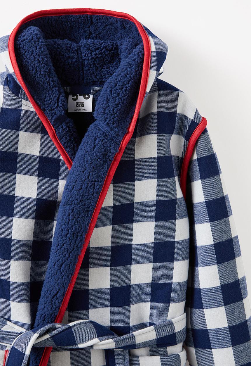 Cotton On - Hooded gown - in the navy/ gingham