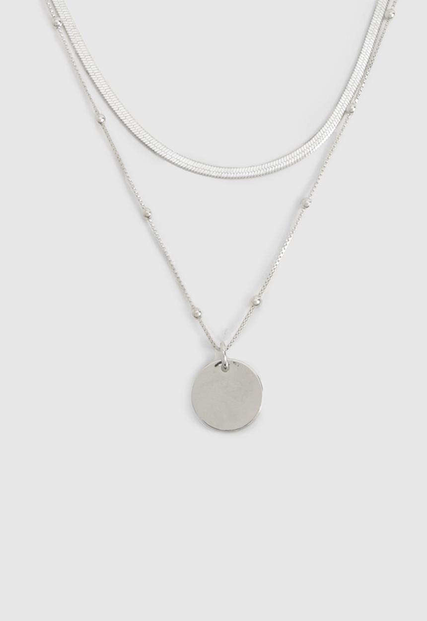 boohoo - Dainty Silver Layered Pendant Necklace - silver