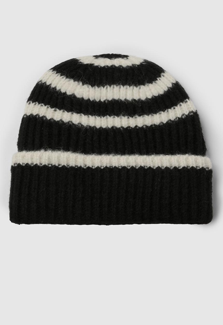 boohoo - Stripe Chunky Beanie - black