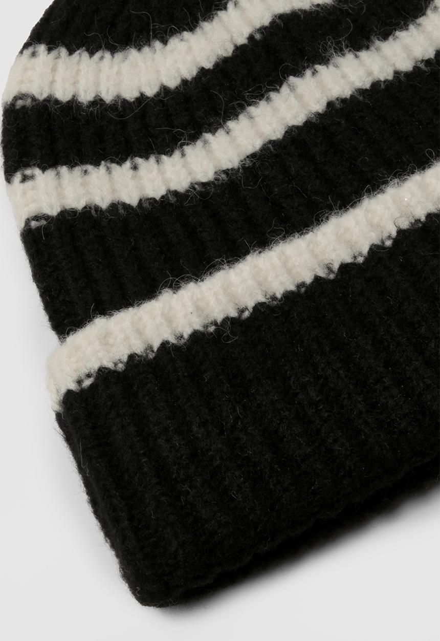 boohoo - Stripe Chunky Beanie - black