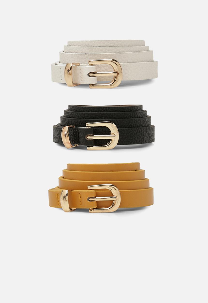 boohoo - 3 Pack Skinny Belt - black
