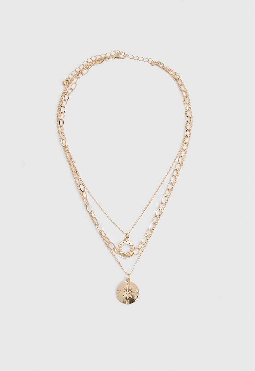boohoo - Gold Layered Circle Pendant Necklace - gold