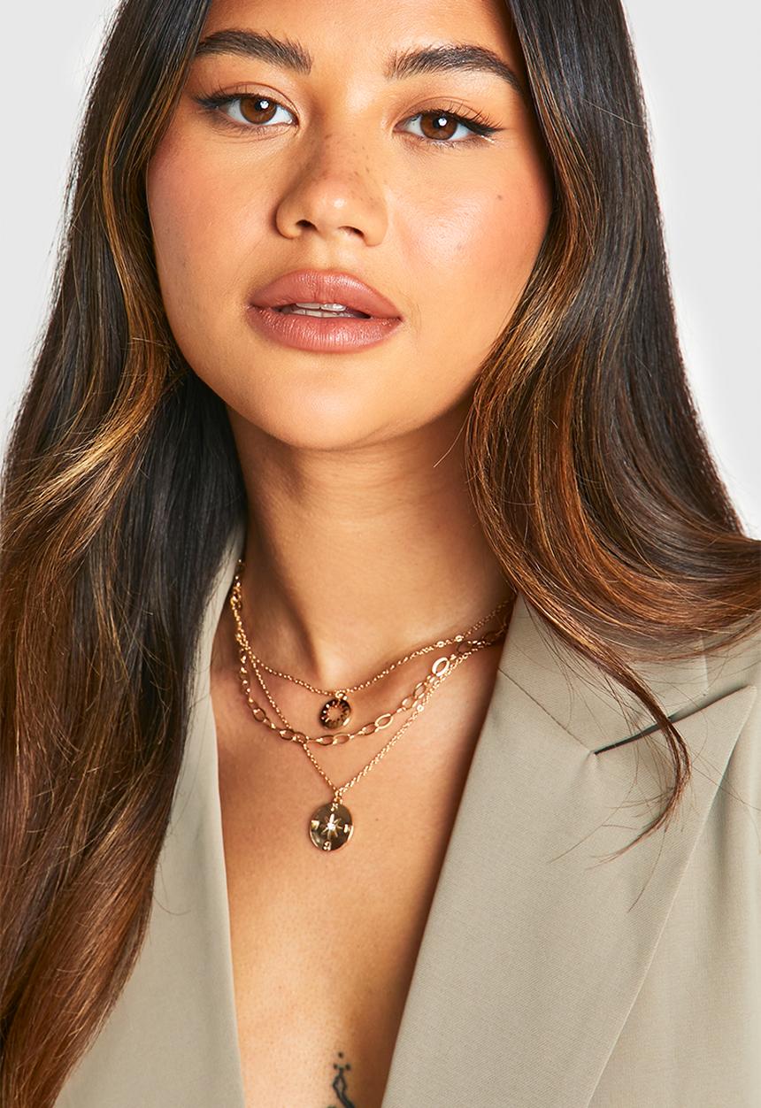 boohoo - Gold Layered Circle Pendant Necklace - gold