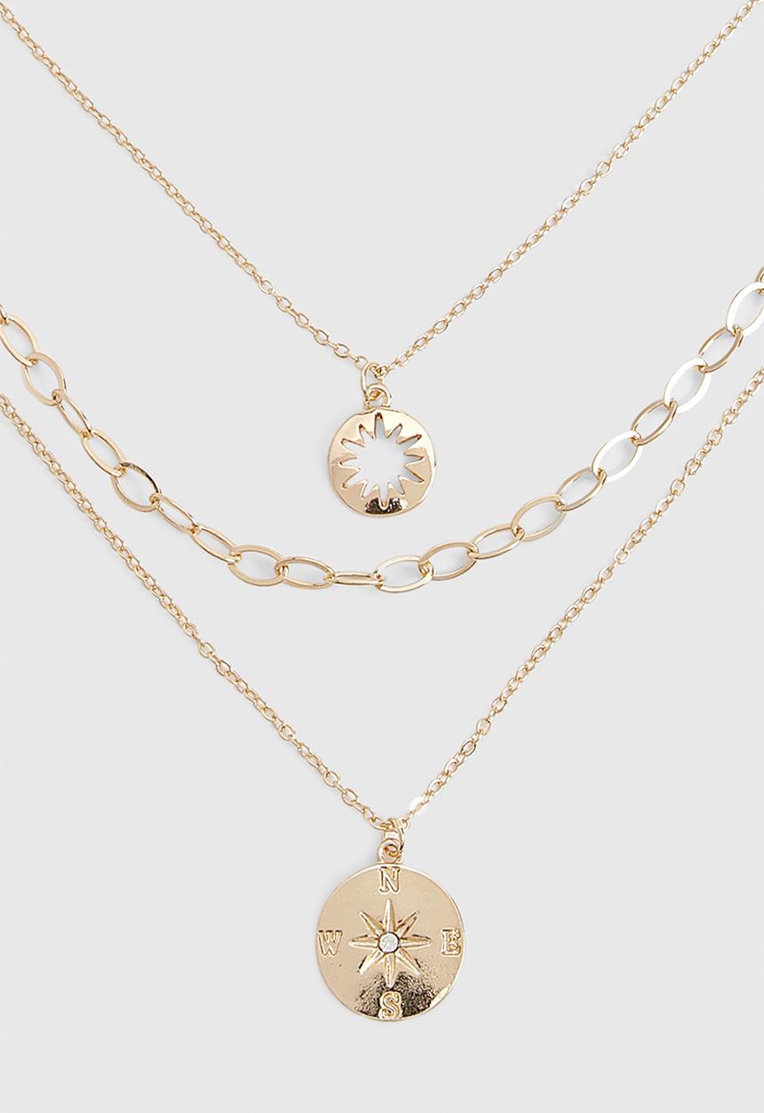 boohoo - Gold Layered Circle Pendant Necklace - gold