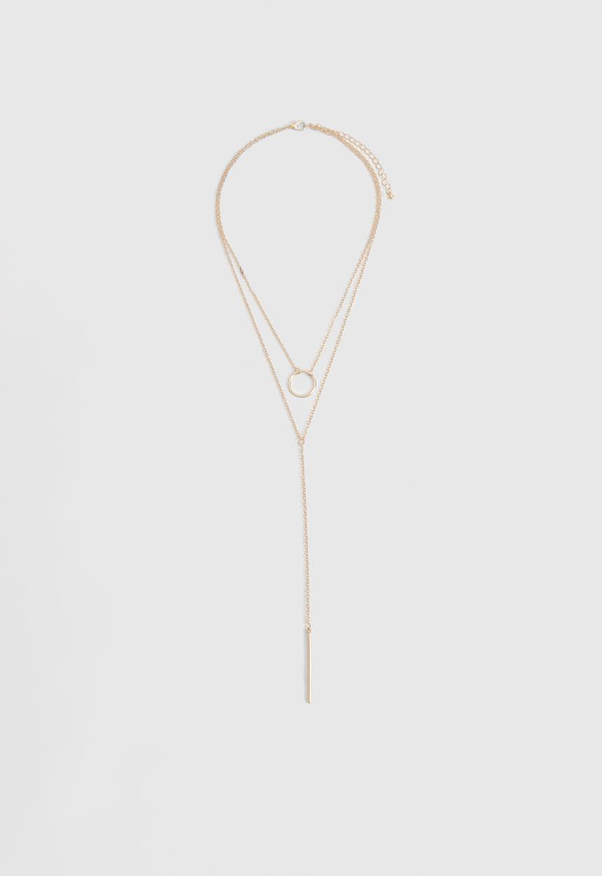 boohoo - Bar Pendant Double Row Necklace - gold