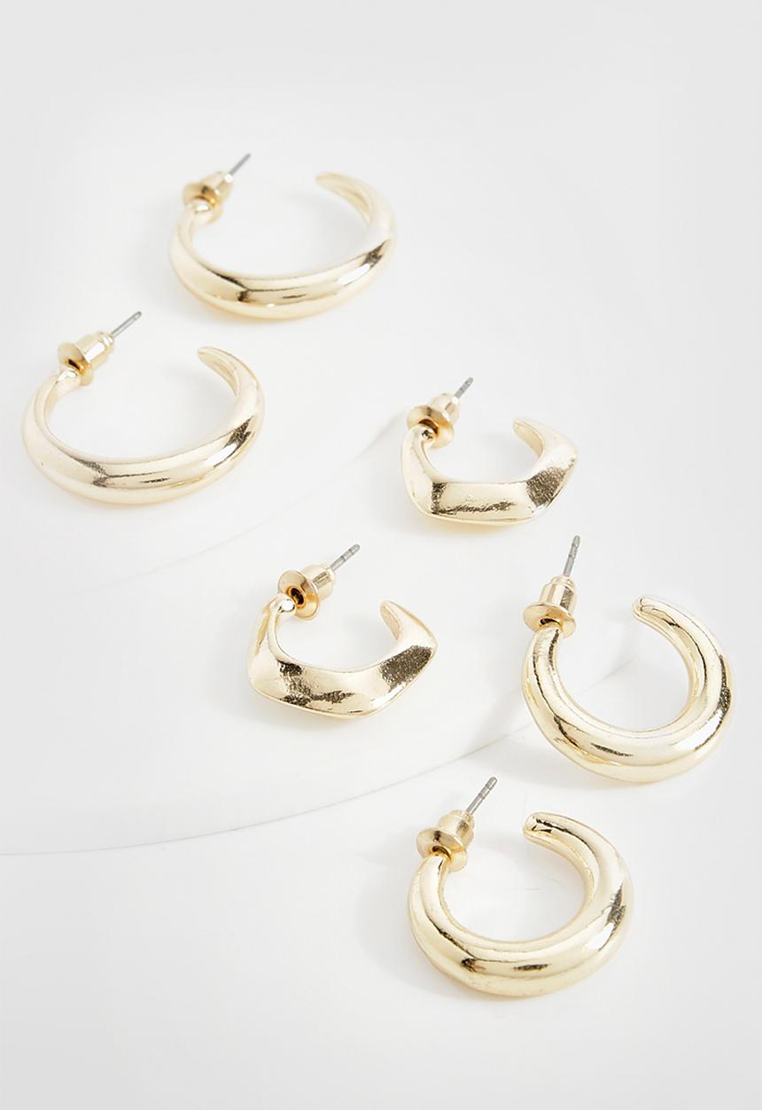 boohoo - Chunky Gold Multipack Earrings - gold
