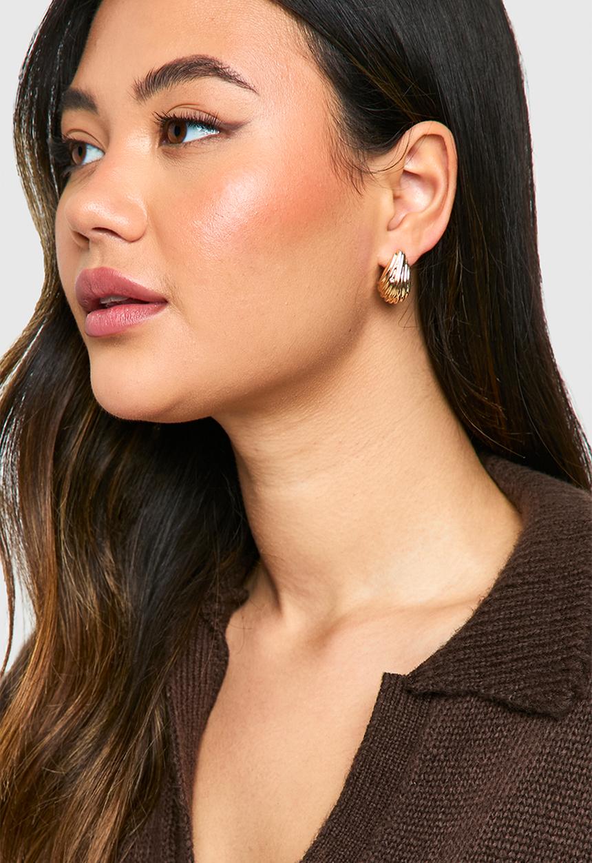 boohoo - Gold Tear Drop & Hoop Earring 6 Pack - gold
