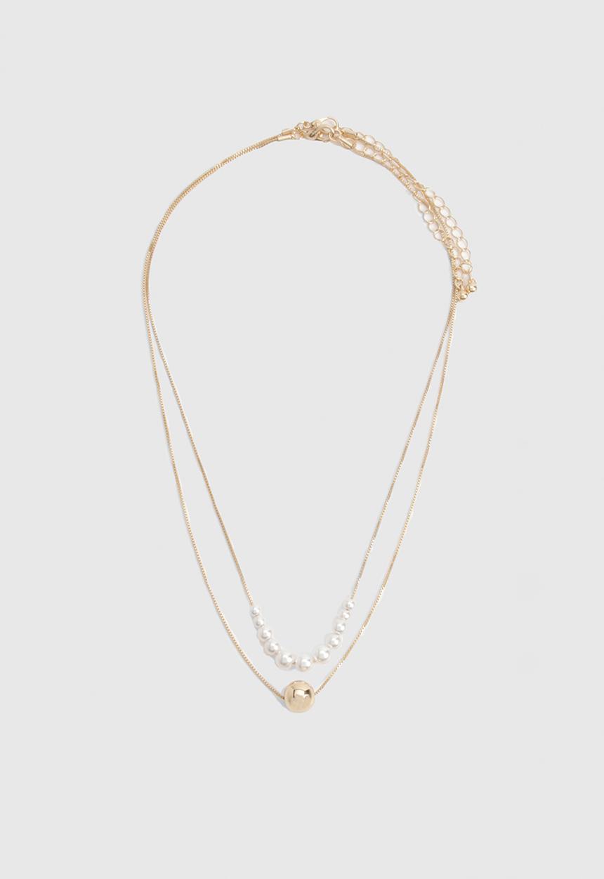 boohoo - Pearl Detail 2 Pack Necklaces - gold