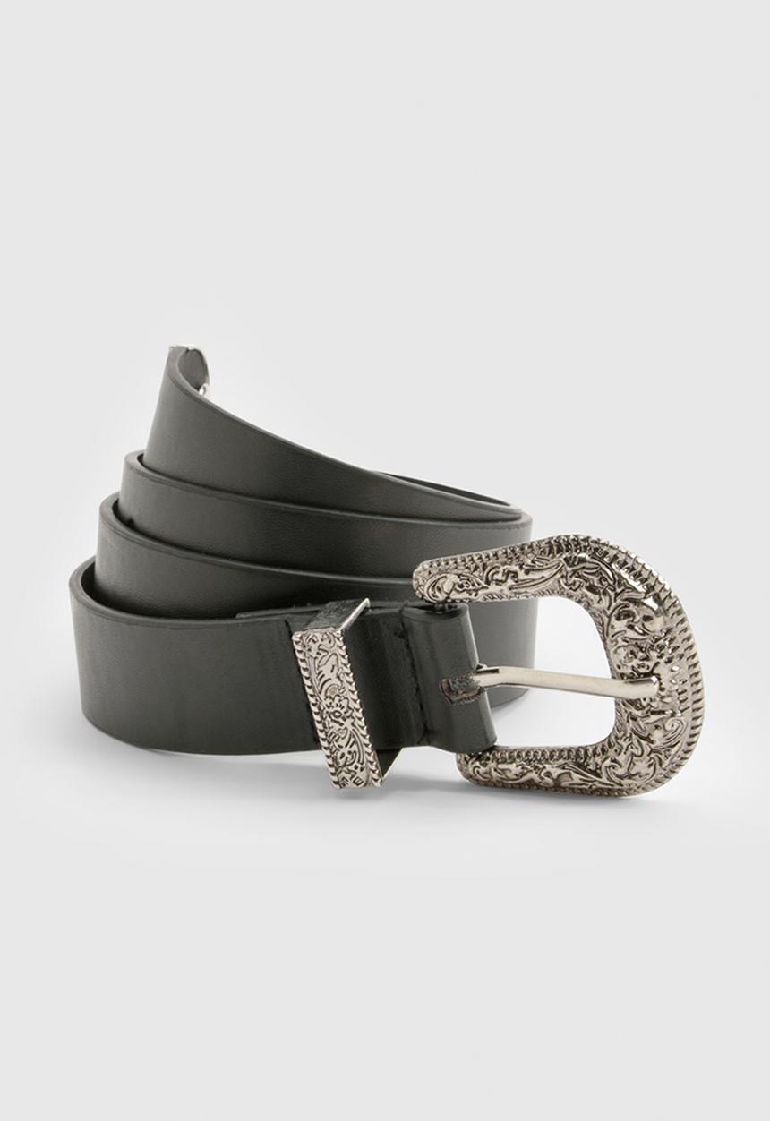 boohoo - Black Western Buckle Belt - black