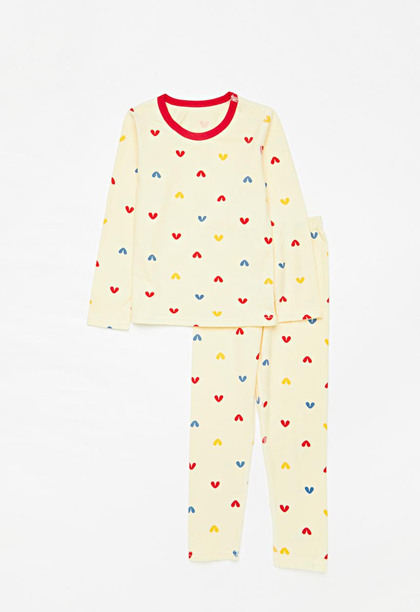 Pop Candy - Heart print pj set - ecru