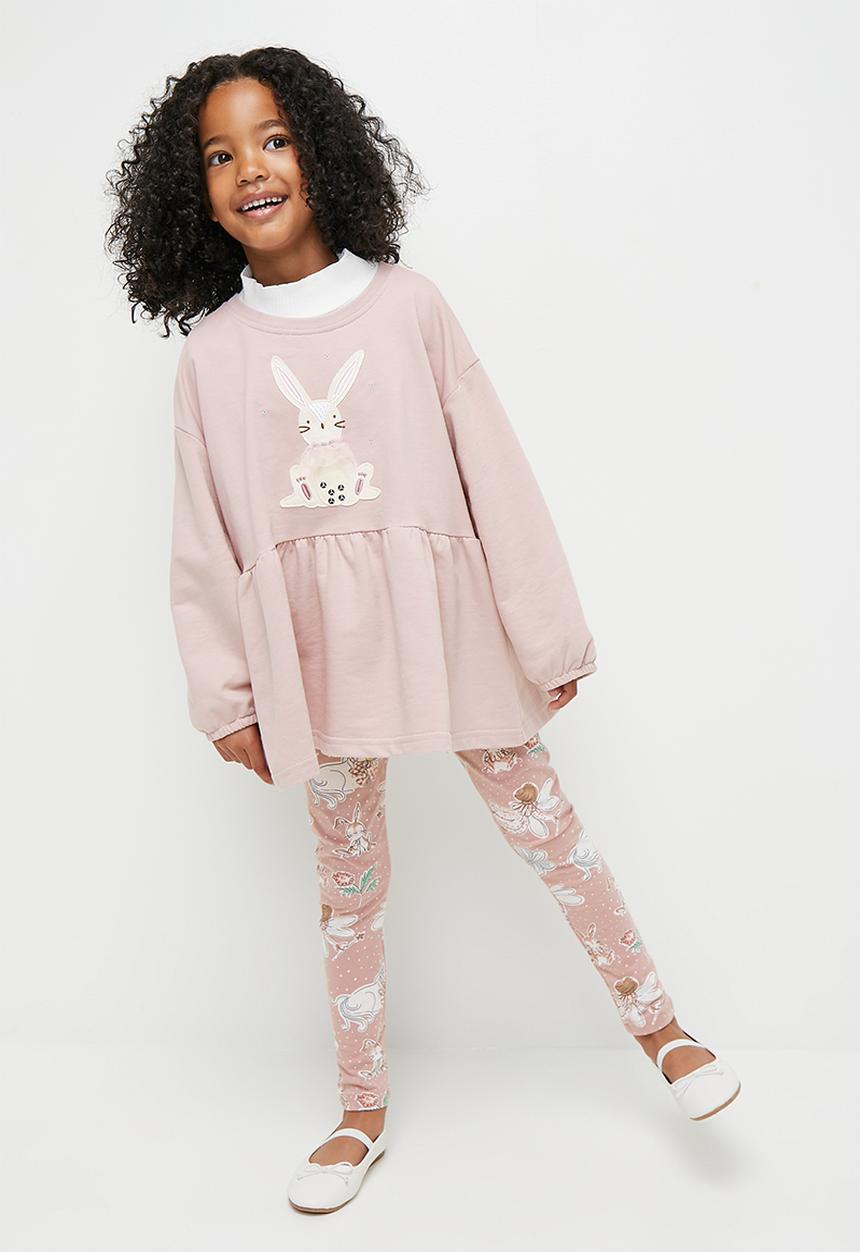 Pop Candy - Frilled hem sweat top & legging set - pink
