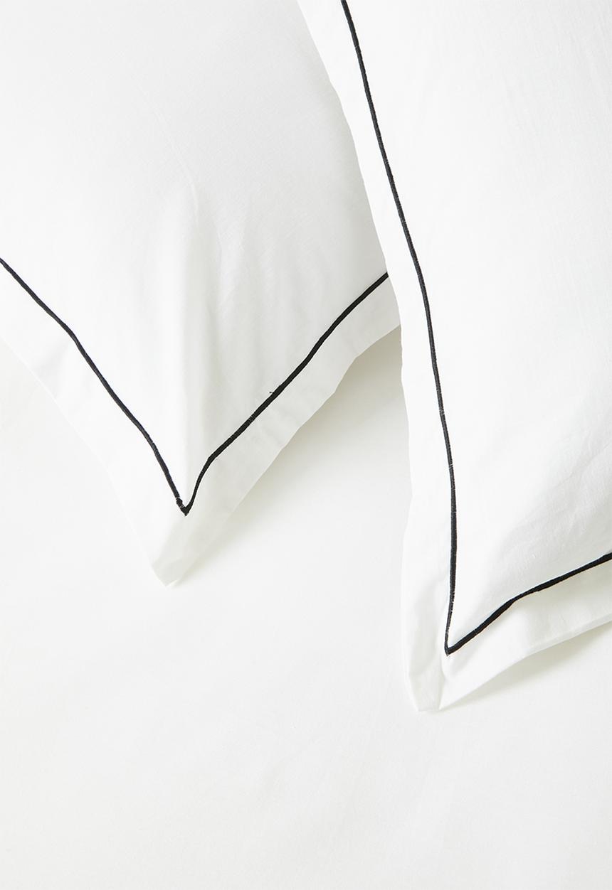 Sixth Floor - Oxford Cotton Satin Stitch Duvet Cover - Black
