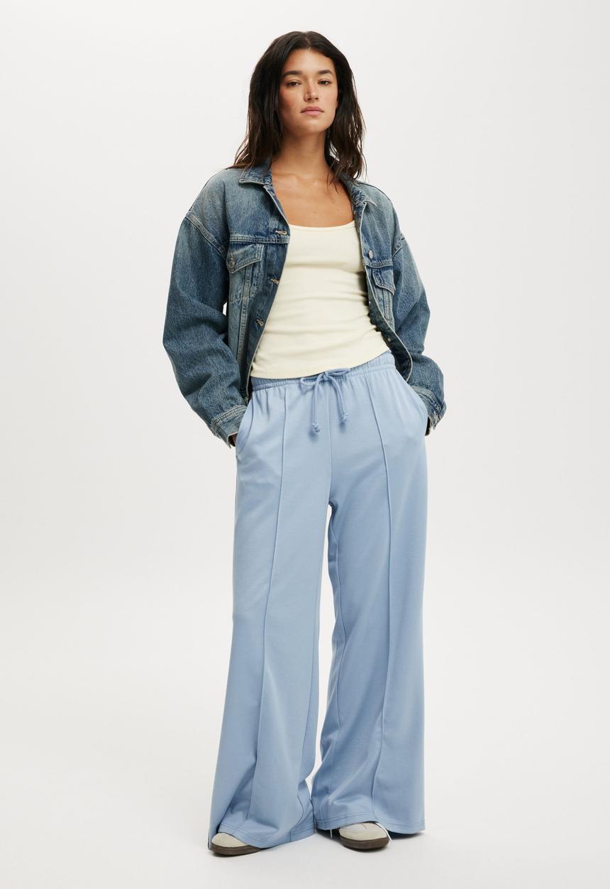 Cotton On - Retro super wide leg pant - dusk blue/chocolate
