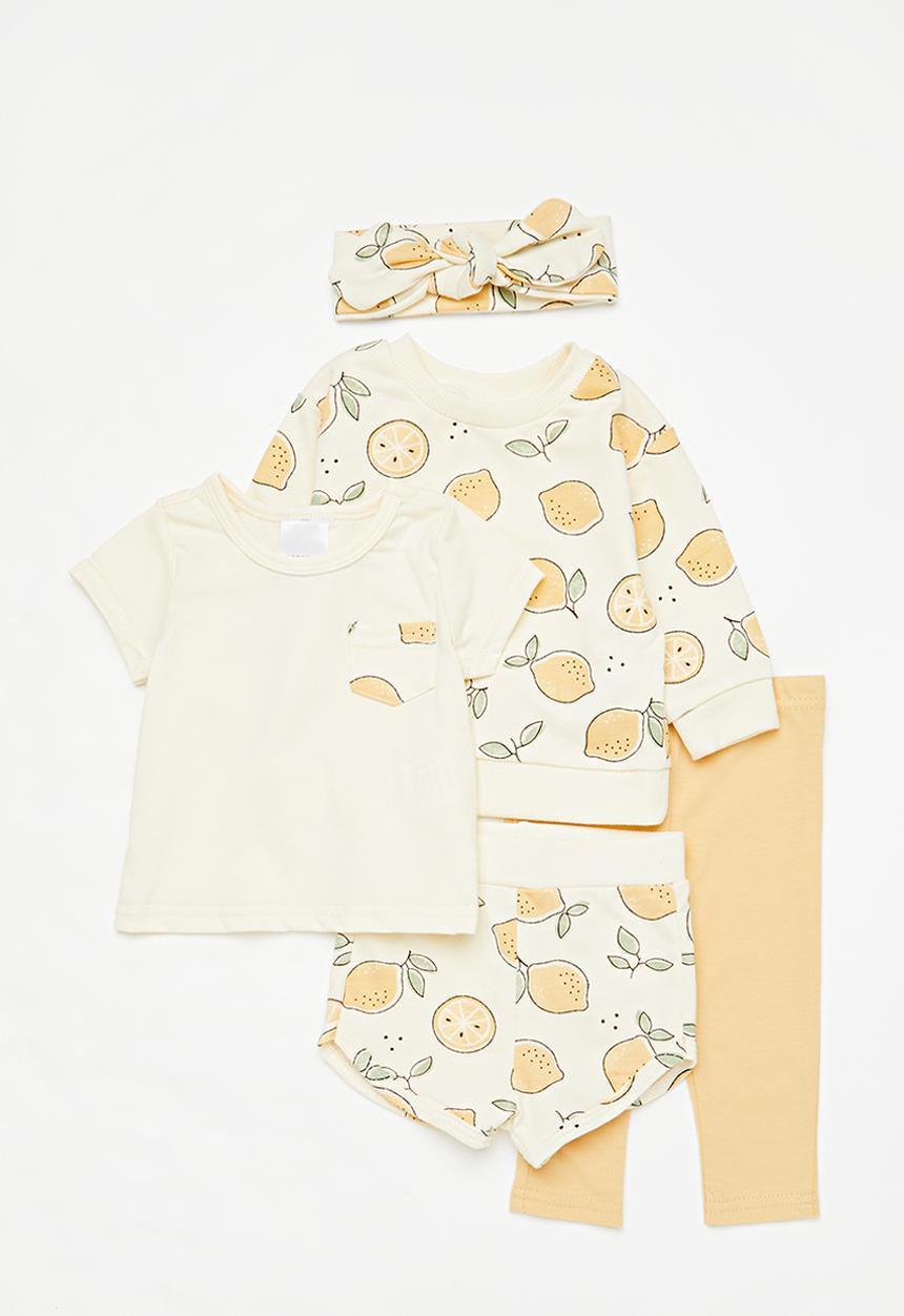 Pop Candy - 5 Piece set-ecru & yellow