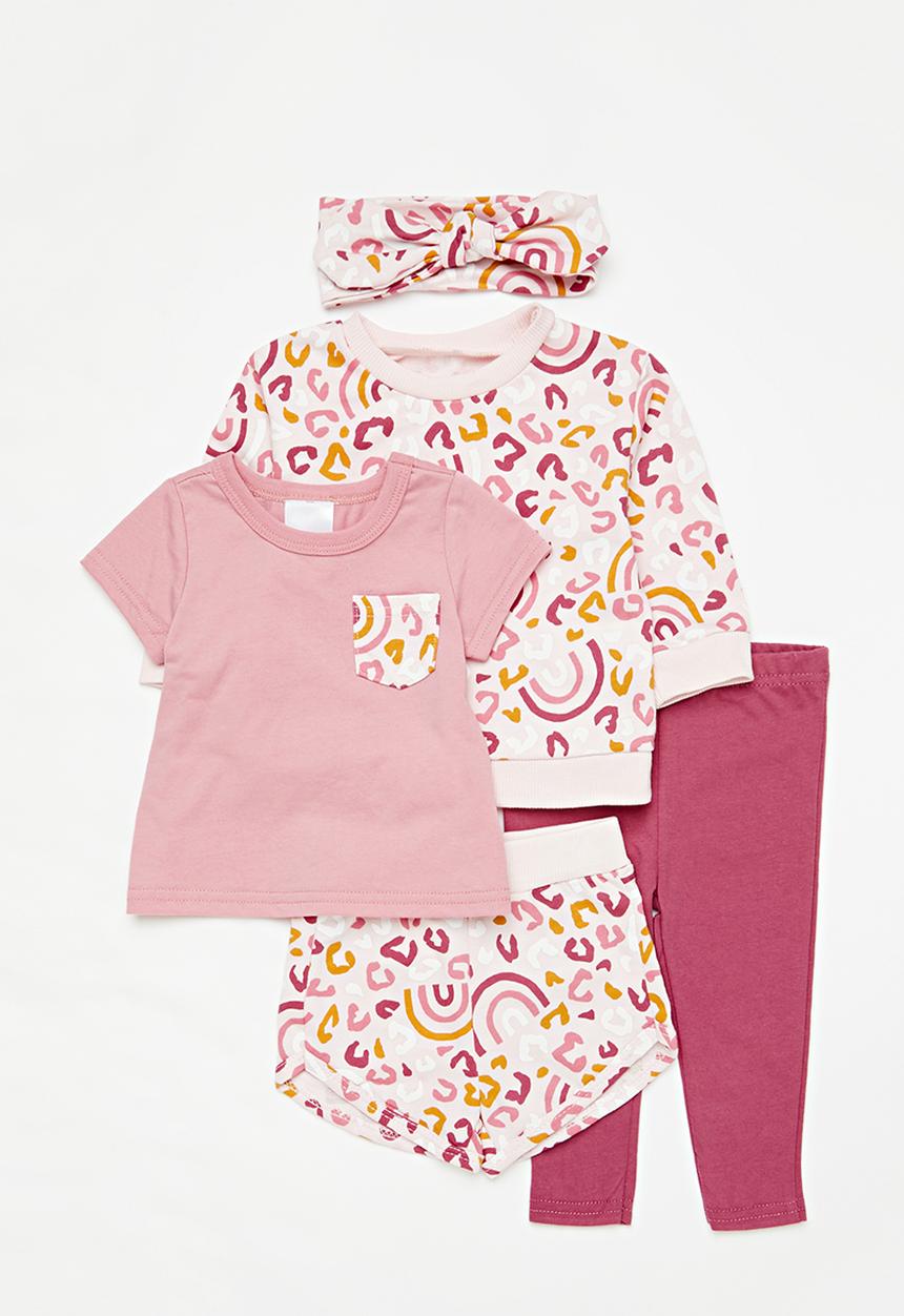 Pop Candy - 5 Piece set-pink & burgundy