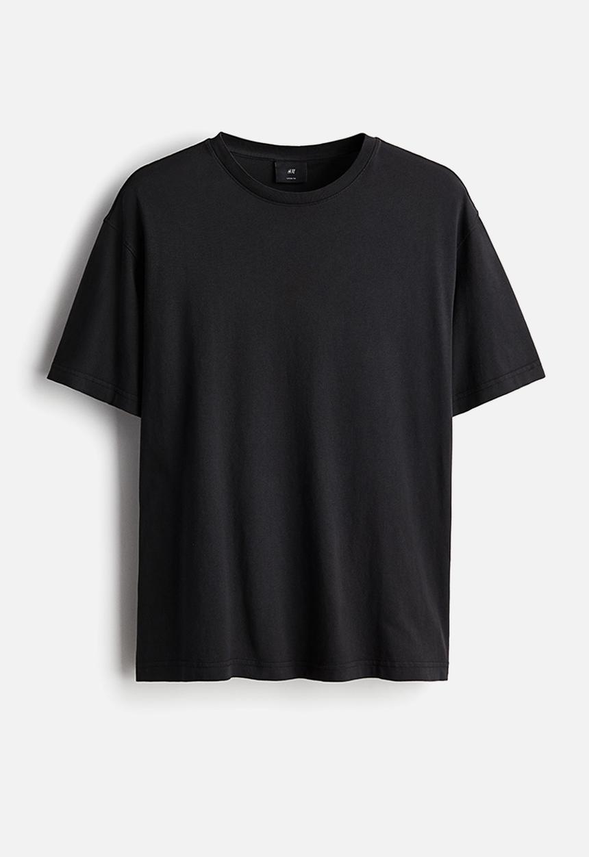 H&M - Loose fit washed-look T-shirt - black