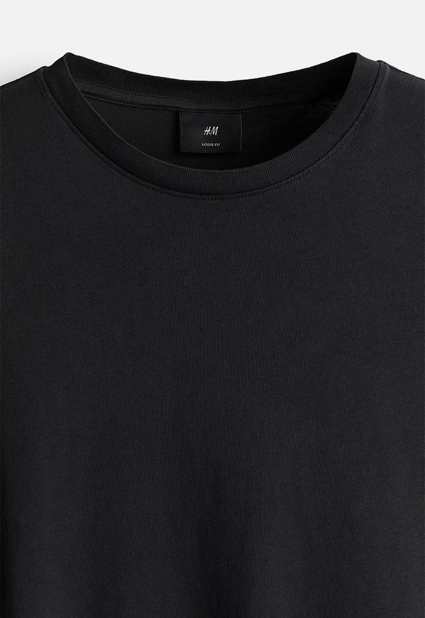 H&M - Loose fit washed-look T-shirt - black