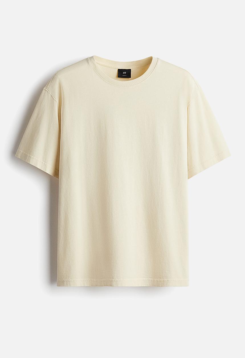 H&M - Loose fit washed-look T-shirt - light beige