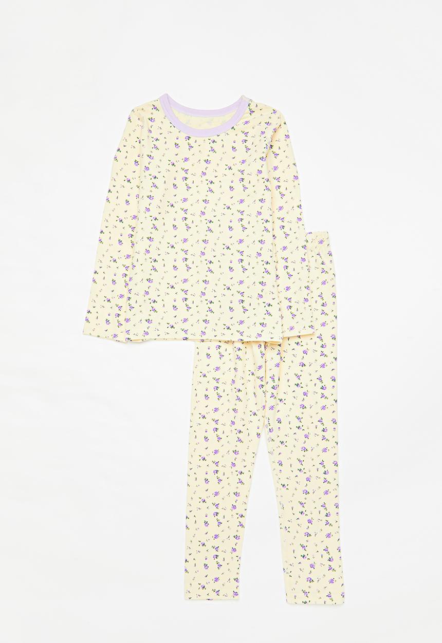 Pop Candy - Floral pj set-ecru